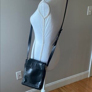 Americana by Sharif,  Black Leather Crossbody Bag